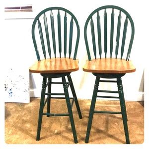 Set of two wooden barstools